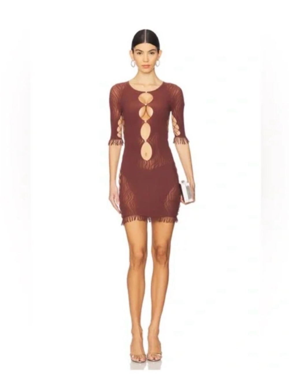 POSTER GIRL Brown Cutout Knit Mini Dress
